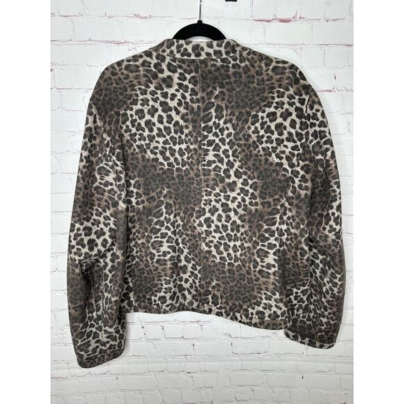 Armani Collezioni Leopard Print Band Collar Jacket Womens 14 Plus Double Faced - Picture 8 of 9